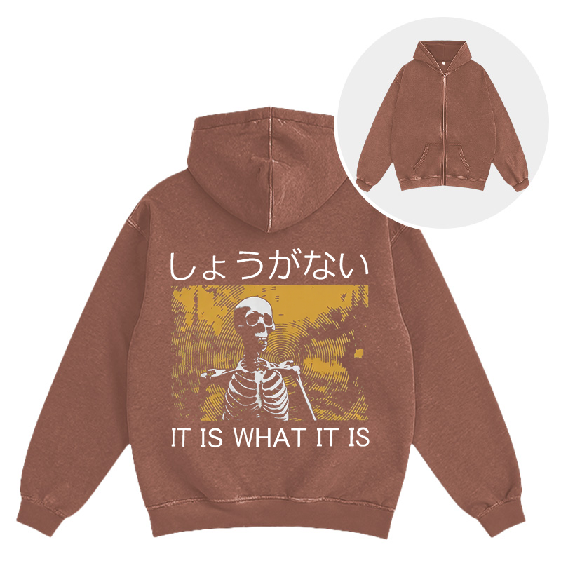 Tokyocanvas It is what it is Skeleton Washed Zip Hoodie