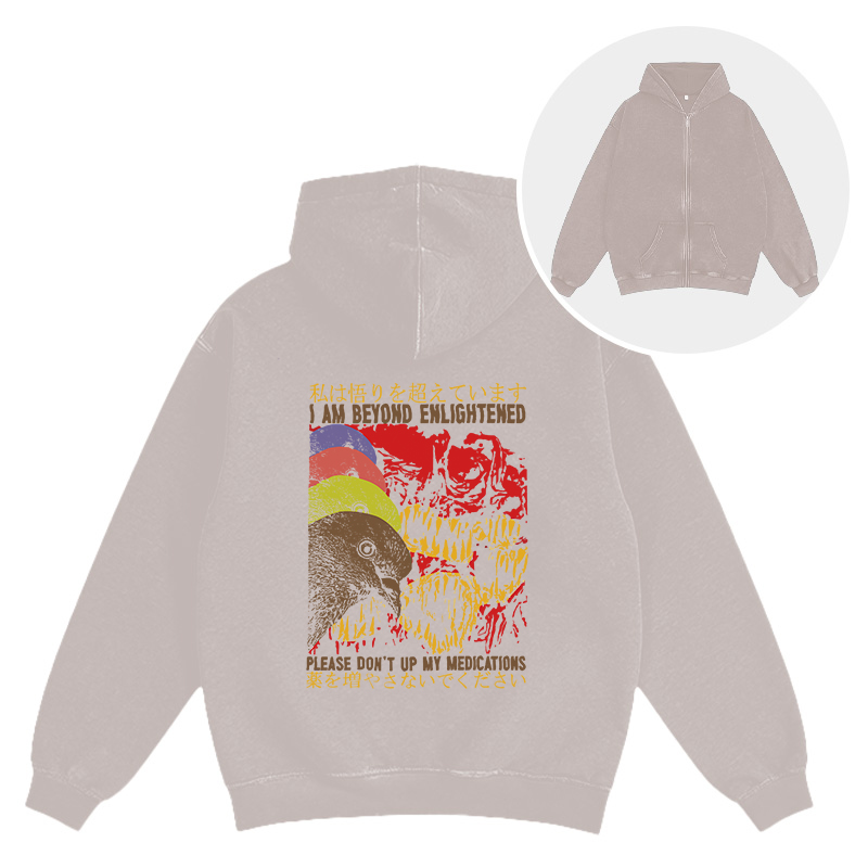 Tokyocanvas Beyond Enlightened Vintage Pigeon Washed Zip Hoodie