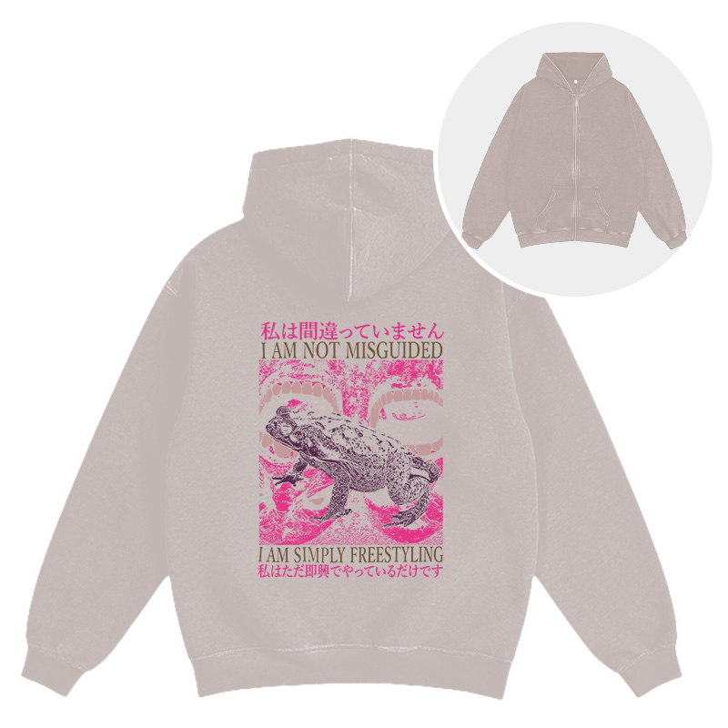 Tokyocanvas I Am Not Misguided Vintage Japanese Frog Washed Zip Hoodie
