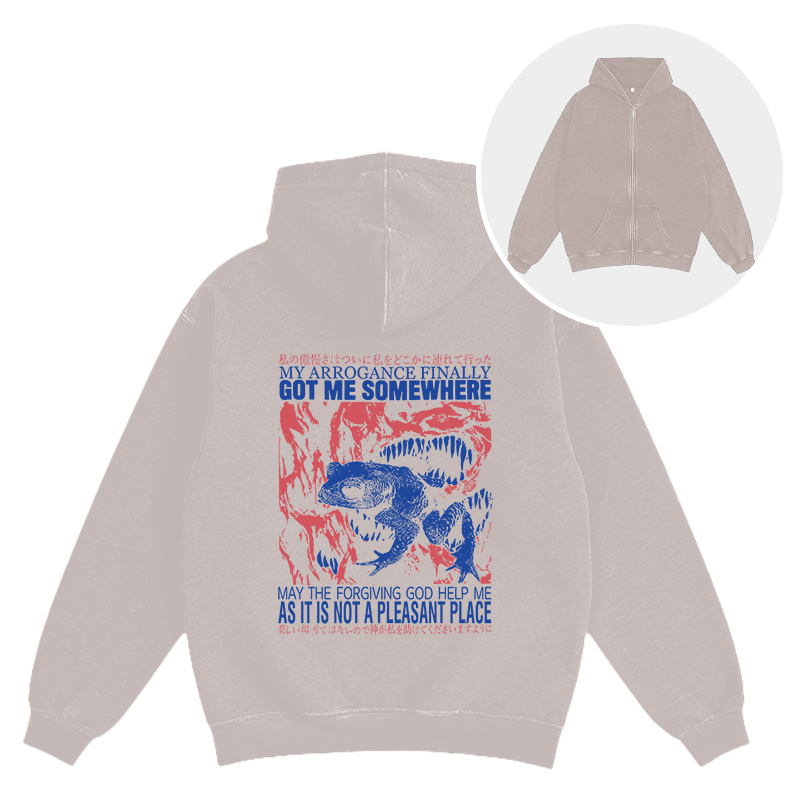 Tokyocanvas My Arrogance Vintage Japanese Frog Washed Zip Hoodie