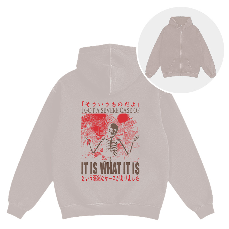 Tokyocanvas It Is What It Is Skeleton Washed Zip Hoodie