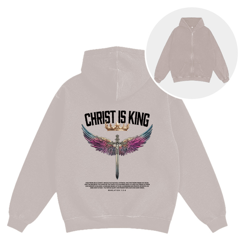 Tokyocanvas Christ Is King Christian Washed Zip Hoodie