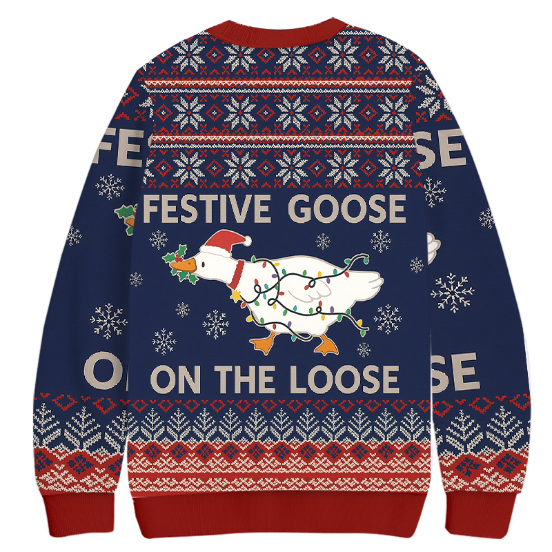 Tokyocanvas Festive Goose On The Loose Christmas Ugly Sweatshirt