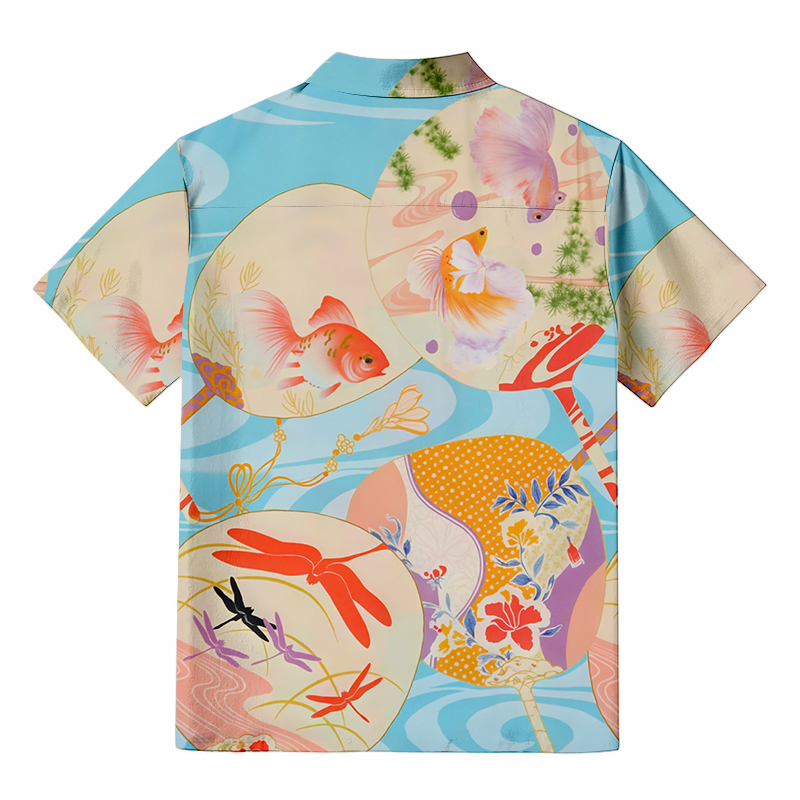 Tokyocanvas Blue Whisperers of Flowing Water Hawaiian Shirt