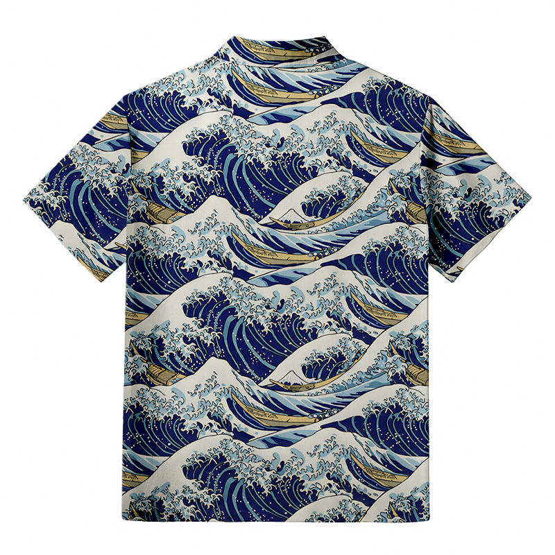 Tokyocanvas Japanese Great Wave Aloha Hawaiian Shirt