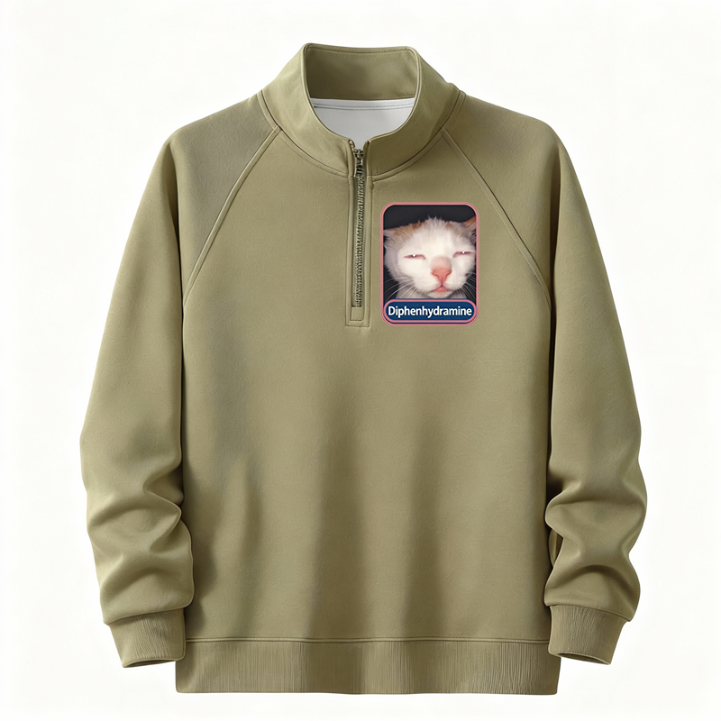 Tokyocanvas Funny Cat Meme Half-Zip Sweatshirt