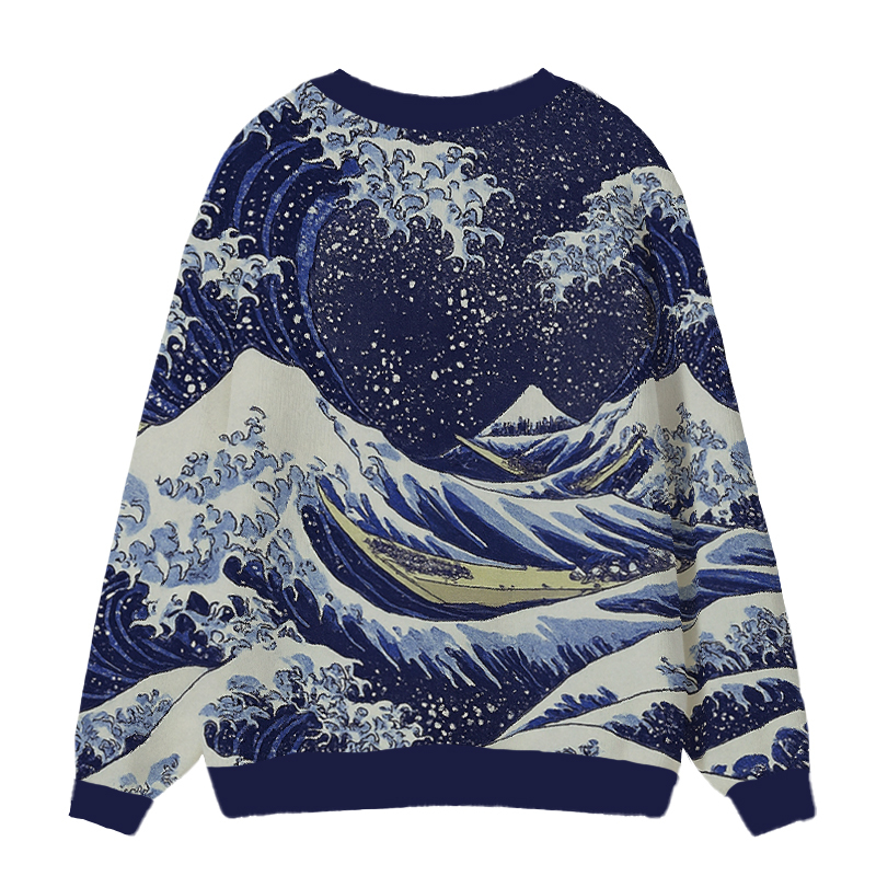 ADD Tokyocanvas GREAT WAVE Ugly Cardigan Sweatshirt $ 39.99 USD