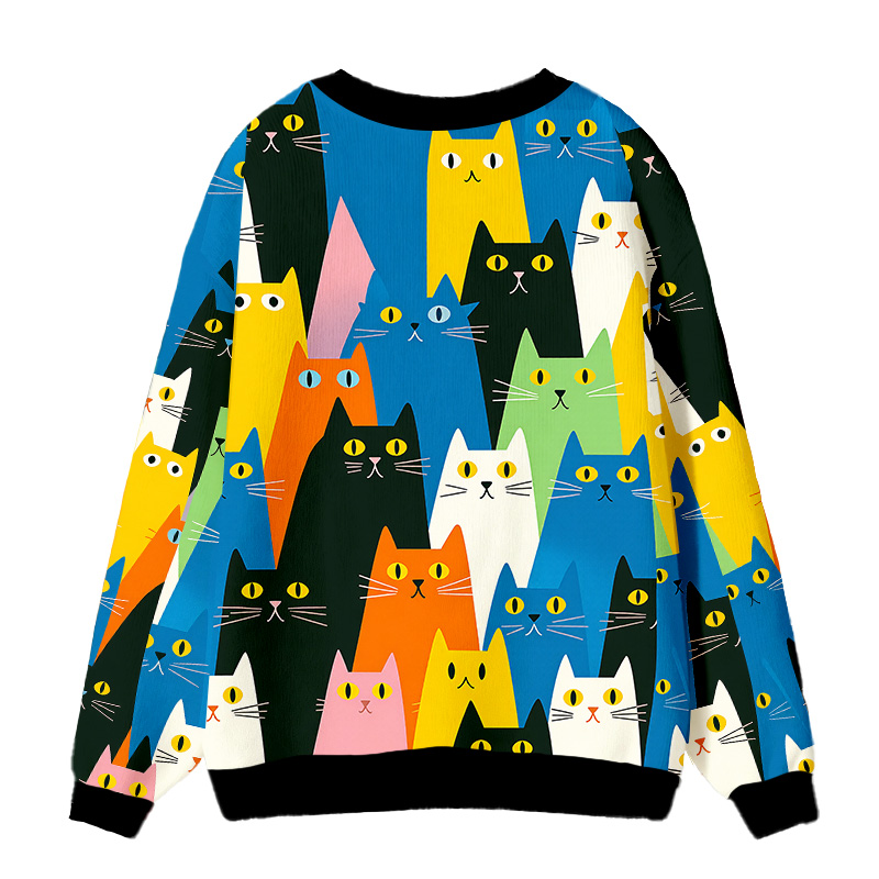 Tokyocanvas Colorful Cat Parade Ugly Cardigan Sweatshirt
