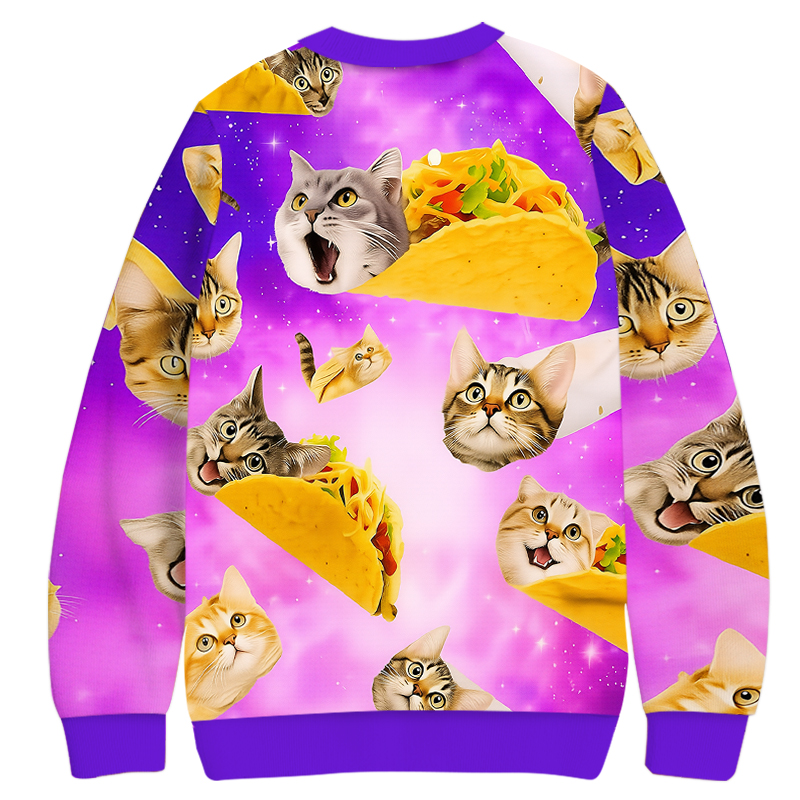 Tokyocanvas Funny Taco Cat Casual Ugly Sweatshirt