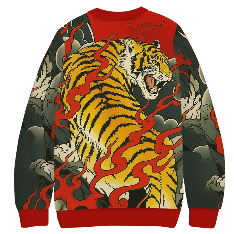 Tokyocanvas Brown Tiger Casual Ugly Sweatshirt