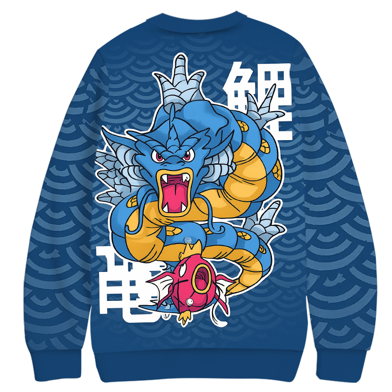 Tokyocanvas Gyarados Blue Wave Casual Ugly Sweatshirt