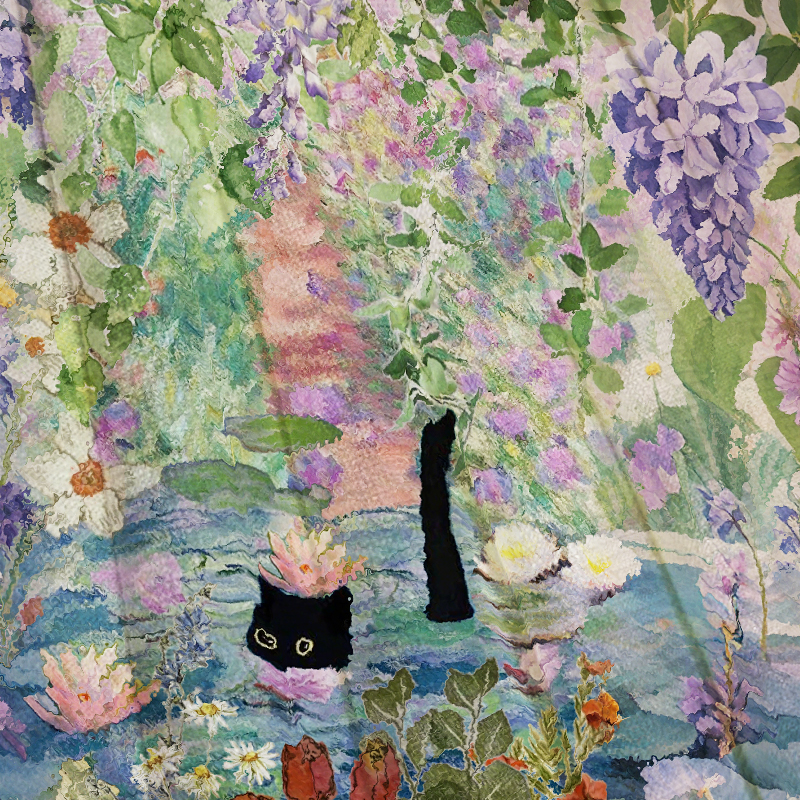 Tokyocanvas A Black Cat Strolling By the Lake Casual Ugly Sweatshirt