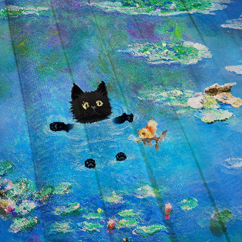 Tokyocanvas Monets Black Cat Casual Ugly Sweatshirt