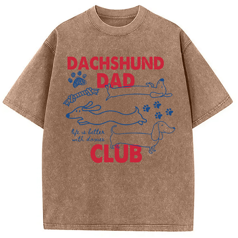 Tokyocanvas Dachshund Dad Club Washed T-Shirt