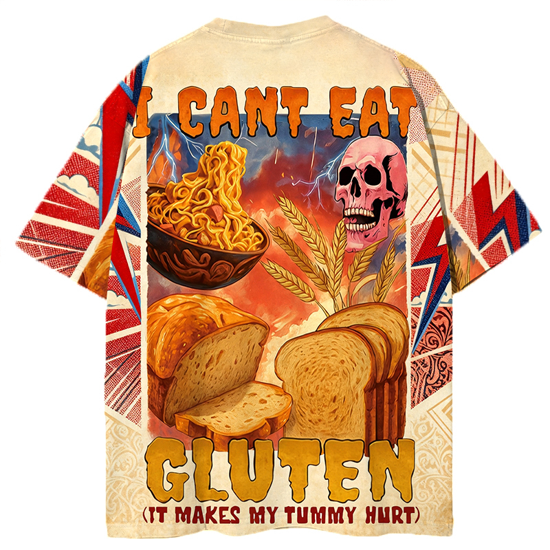 Tokyocanvas I Can't Eat Gluten Funny Meme Graphic Print T-shirt