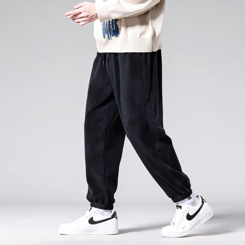 Tokyocanvas Solid-color Tapered Fleece Sweatpants