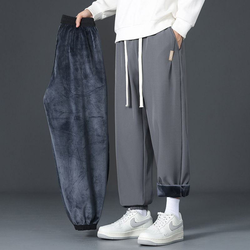 Tokyocanvas Smooth Solid-Color Fleece Sweatpants