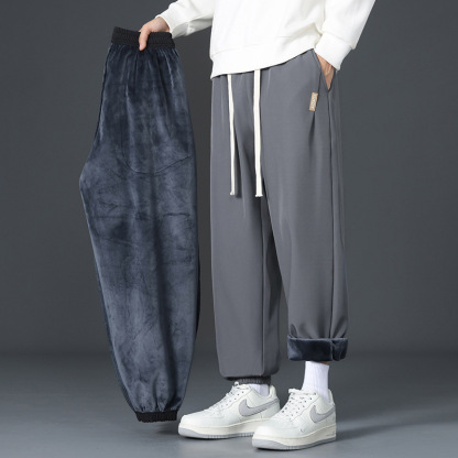 Tokyocanvas Smooth Solid-Color Fleece Sweatpants