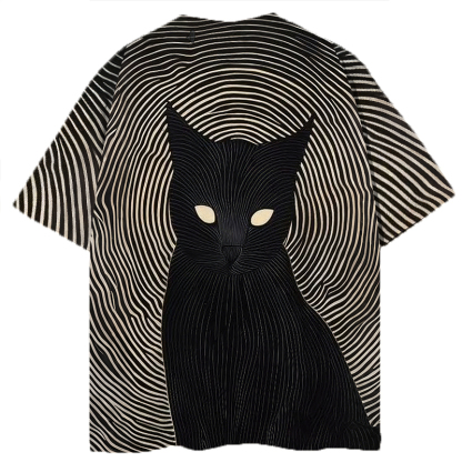 Tokyocanvas Mysterious Black Cat Graphic Print T-shirt