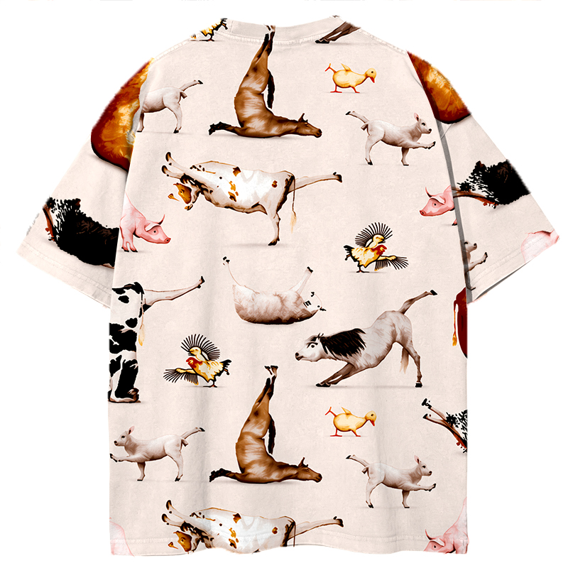 Tokyocanvas Funny Animal Yoga Acrobatics Graphic Print T-shirt