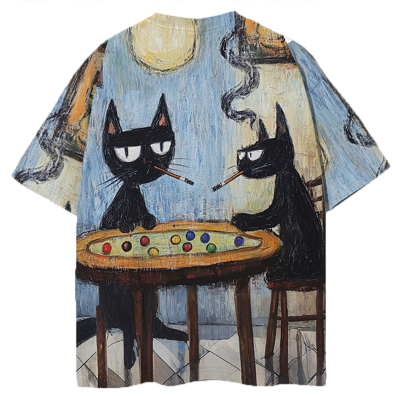 Tokyocanvas Cats Playing Marbles Graphic Print T-shirt