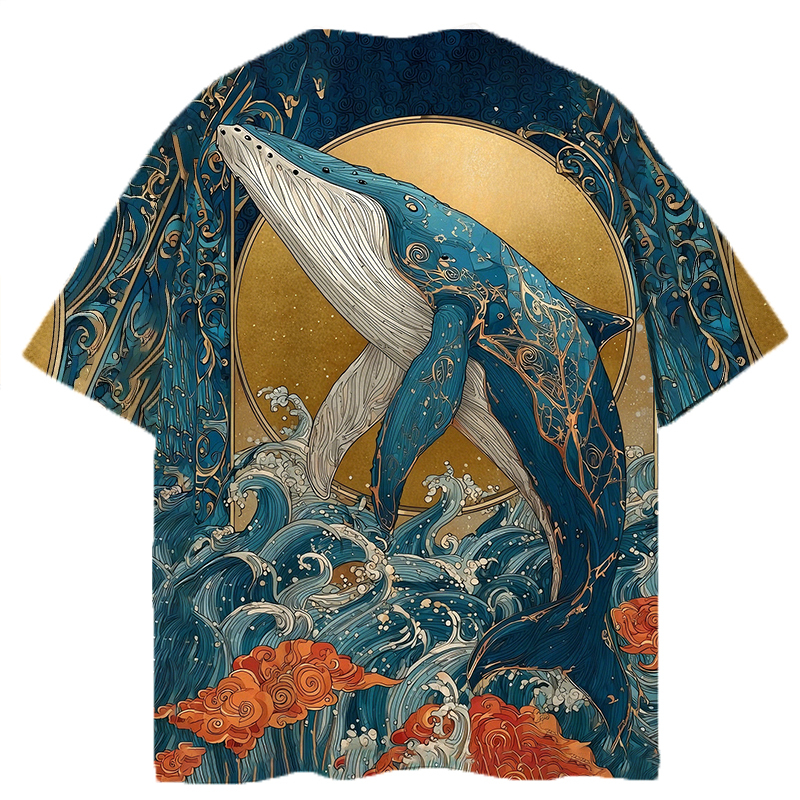 Tokyocanvas Golden Whale Graphic Print T-shirt