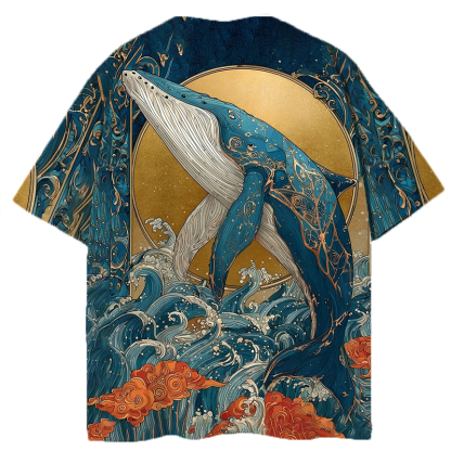 Tokyocanvas Golden Whale Graphic Print T-shirt