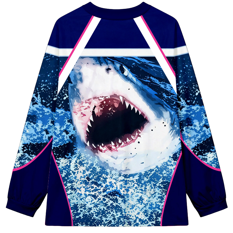 Tokyocanvas Angry Shark Graphic Long-sleeve T-Shirt