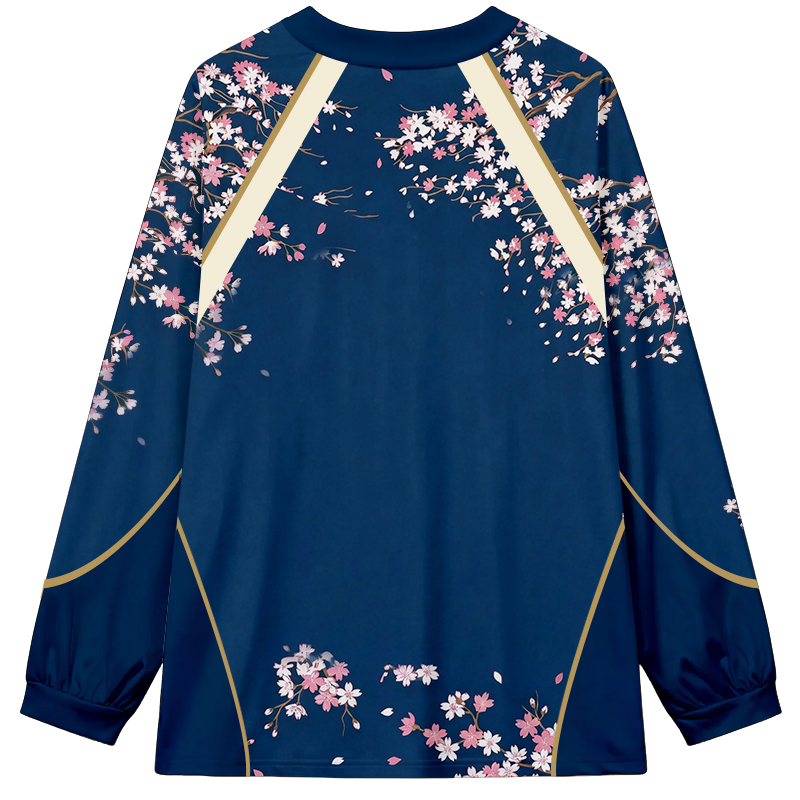 Tokyocanvas Sakura and Wave Graphic Long-sleeve T-Shirt