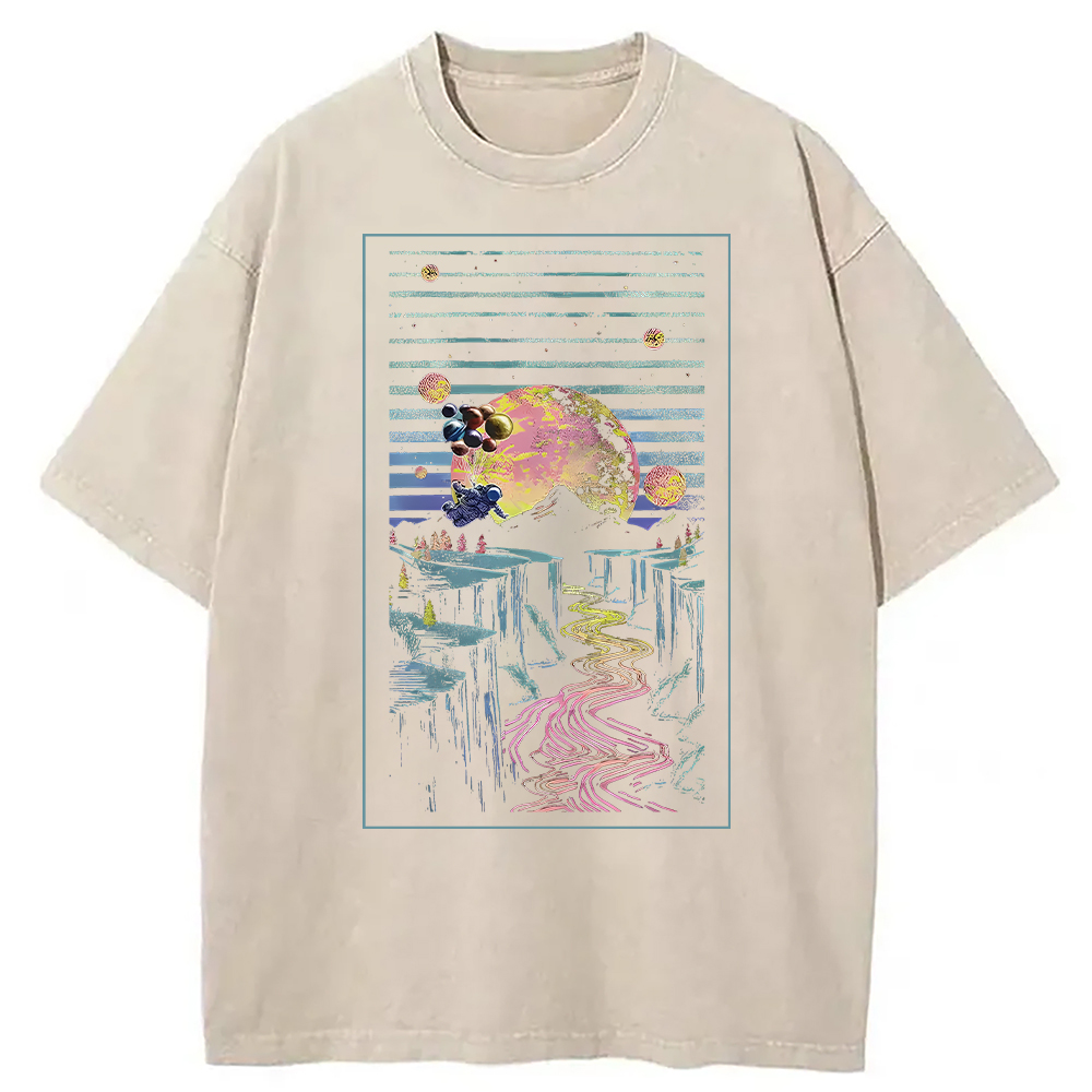 Tokyocanvas Moon And Balloon Washed T-Shirt