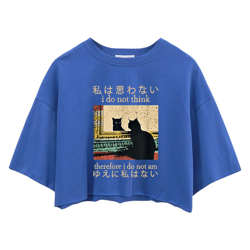 Tokyocanvas I Do Not Think Therefore I Do Not Am Crop Top
