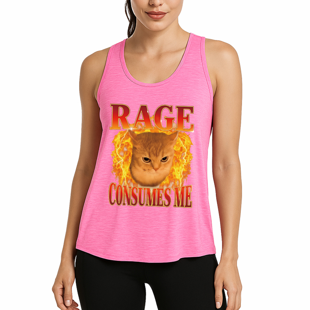 Tokyocanvas Rage Consumes Me Edgy Funny Cat Meme Fitness Tank