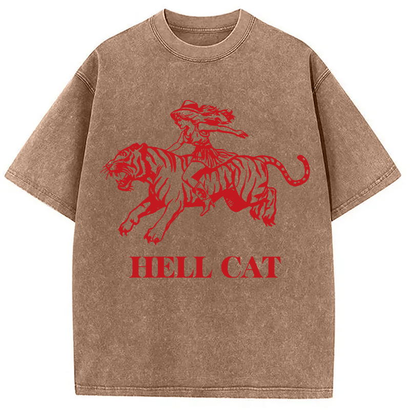 Tokyocanvas Vintage Cowgirl Hell Cat Washed T-Shirt
