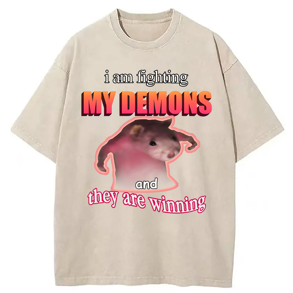 Tokyocanvas Rage Rat Meme Washed T-Shirt