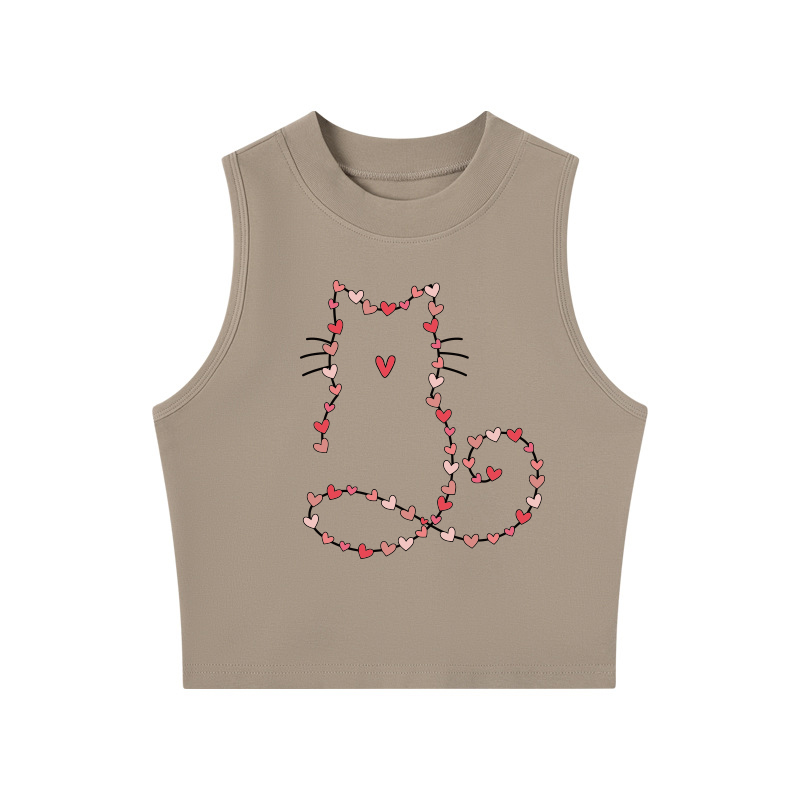 Tokyocanvas Cat Valentine Crew Neck Crop Top