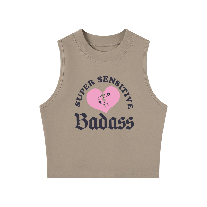 Tokyocanvas Super Sensitive Badass Crew Neck Crop Top