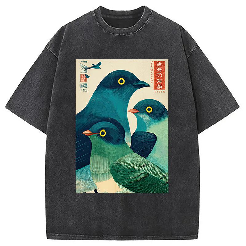 Tokyocanvas Petrels Of The Painted Sea Washed T-Shirt