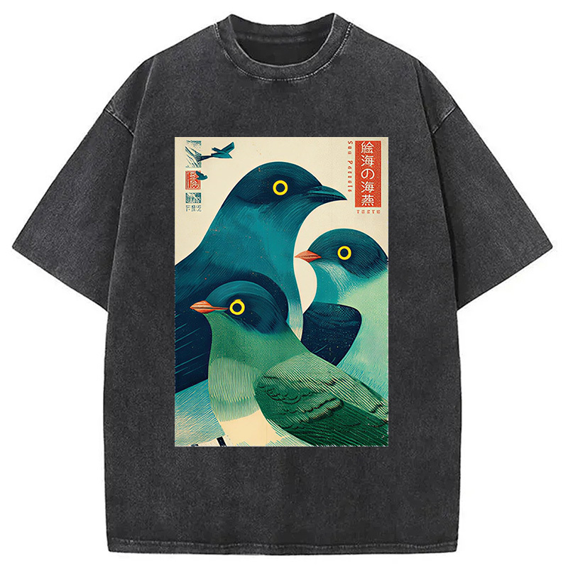 Tokyocanvas Petrels Of The Painted Sea Washed T-Shirt