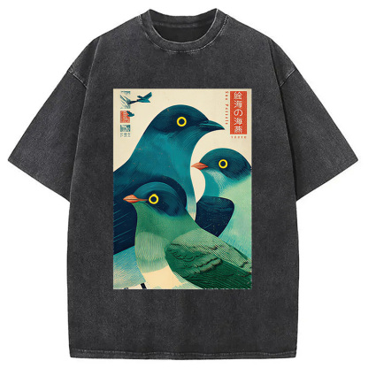 Tokyocanvas Petrels Of The Painted Sea Washed T-Shirt