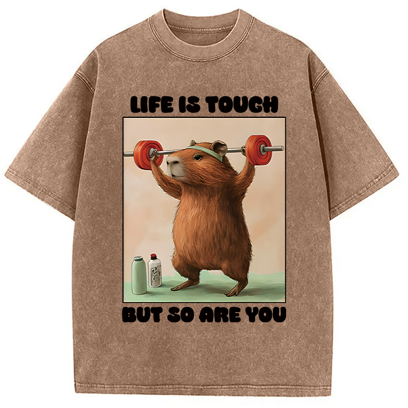 Tokyocanvas Capybara Lifting Washed T-Shirt