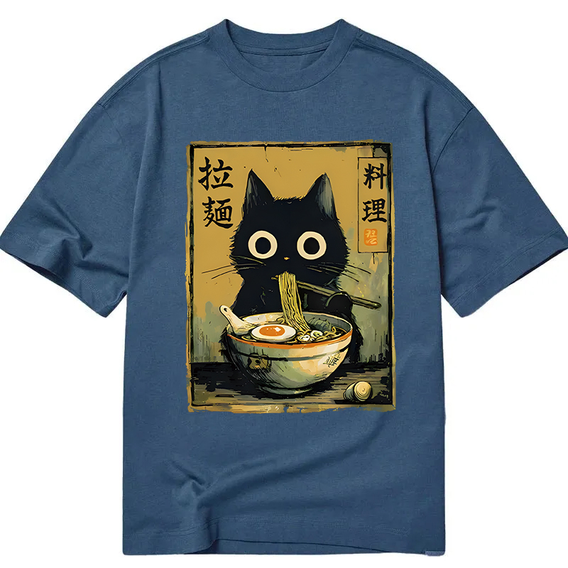 Tokyocanvas Cute Black Cat Eating Ramen Classic T-Shirt