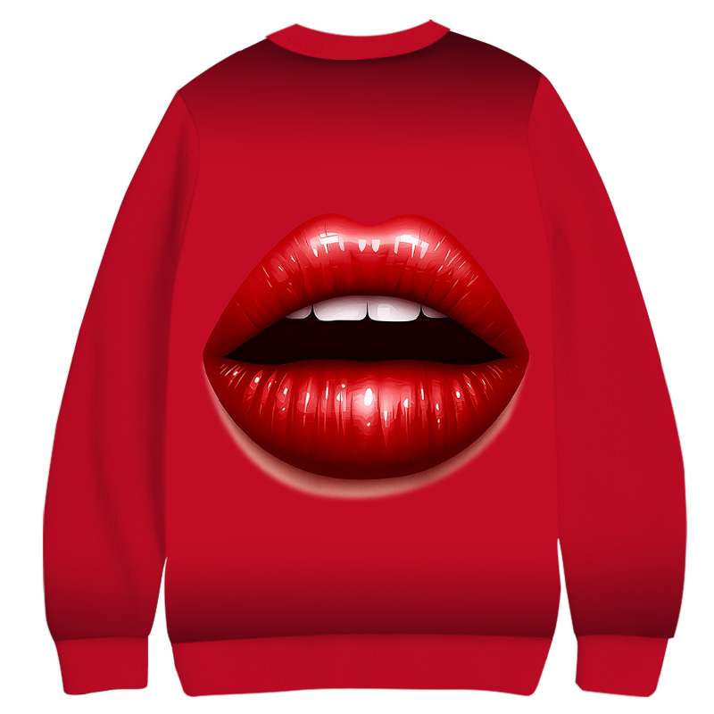 Tokyocanvas Valentine's Day Alluring Red Lips Casual Ugly Sweatshirt