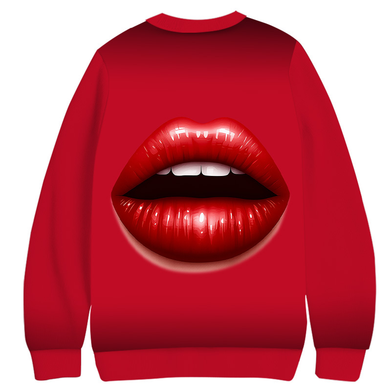 Tokyocanvas Valentine's Day Alluring Red Lips Casual Ugly Sweatshirt