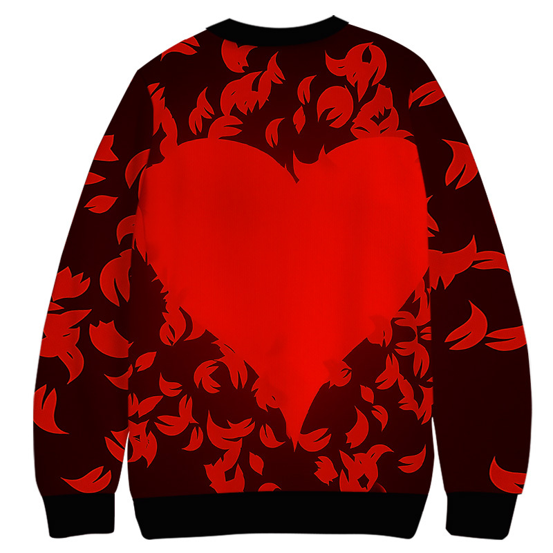 Tokyocanvas Valentine's Day Red Feathers and Heart Casual Ugly Sweatshirt