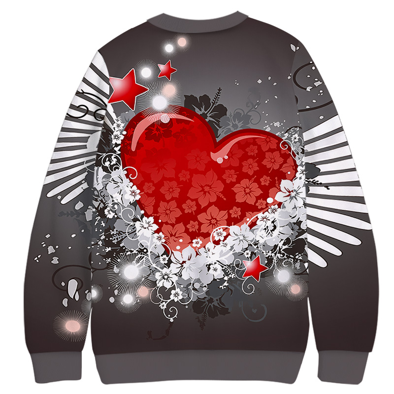 Tokyocanvas Valentine's Day Flying Heart Casual Ugly Sweatshirt