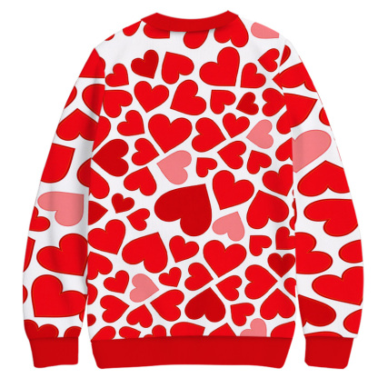 Tokyocanvas Valentine's Day Little Red Hearts Casual Ugly Sweatshirt