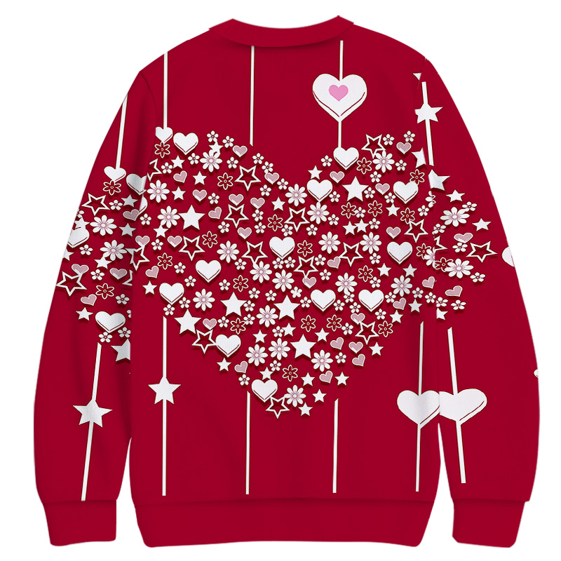 Tokyocanvas Valentine's Day Heart and Flower Casual Ugly Sweatshirt