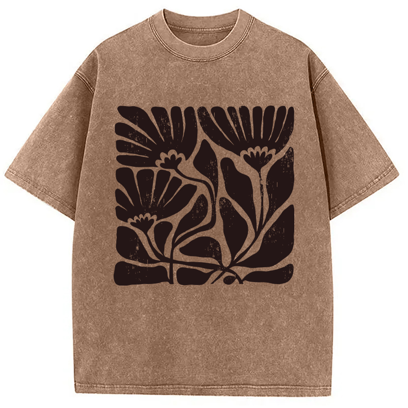 Tokyocanvas Abstract Floral Washed T-Shirt