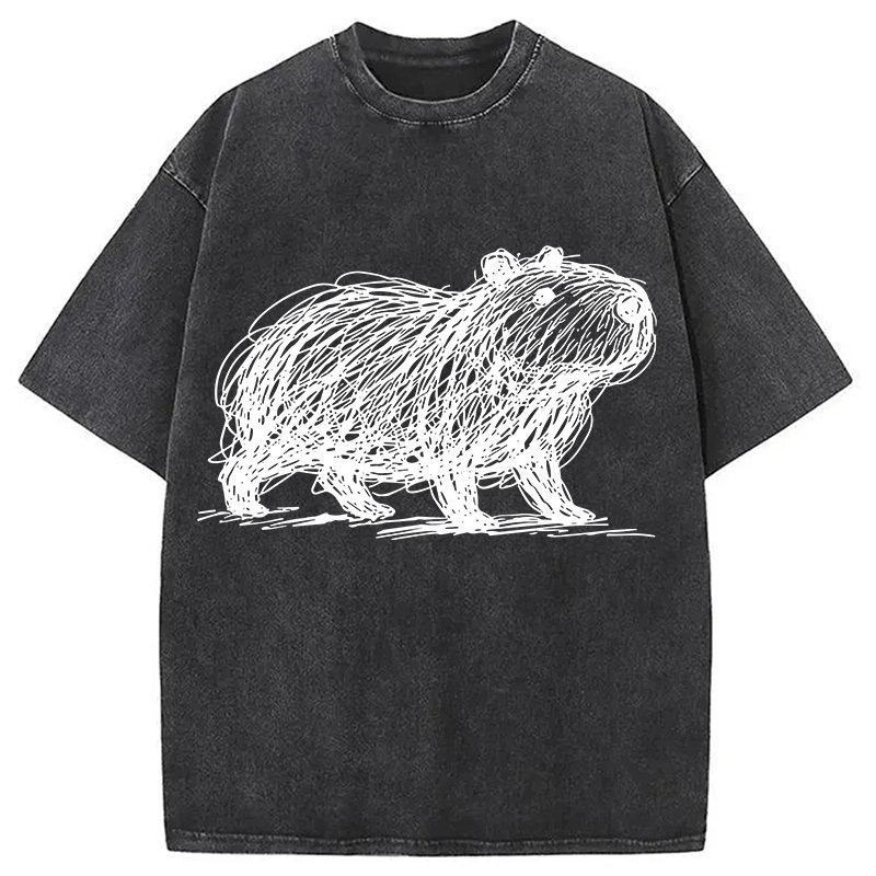 Tokyocanvas Minimalist Capybara Washed T-Shirt