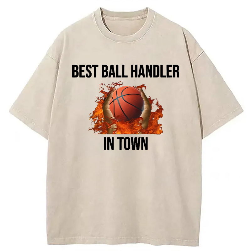 Tokyocanvas Ball Handler Basketball Funny Meme Washed T-Shirt